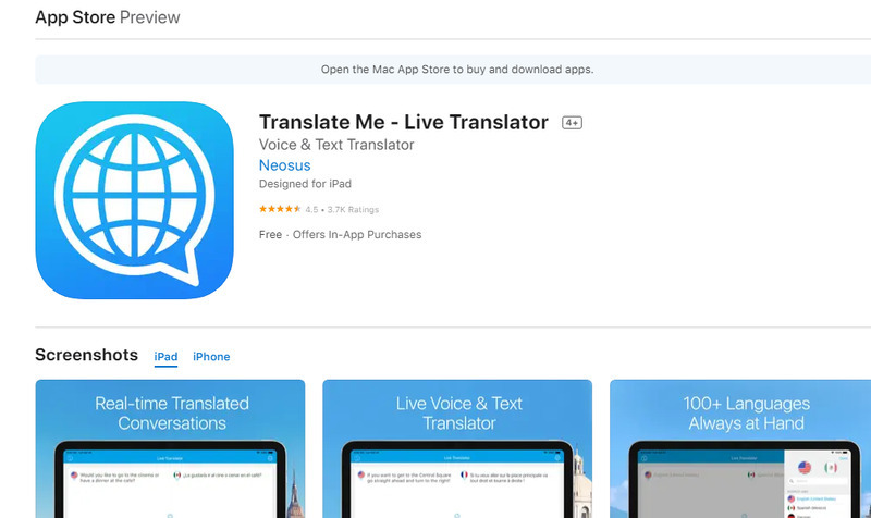 Tải app Translate Me cho điện thoại iOS trên Apple Store